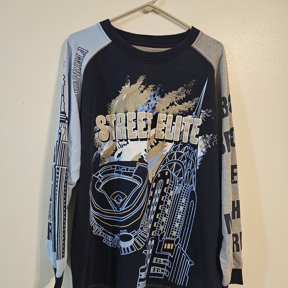 Y2K Raw Blue Clasdic Street Elite Men's Long Sleeve Tee -XL